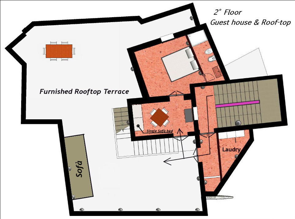 Deuxième étage - Dependance & terrace - plan