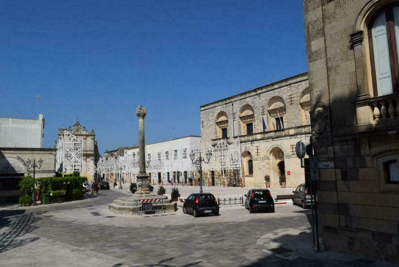 Muro Leccese old town main square with two churches